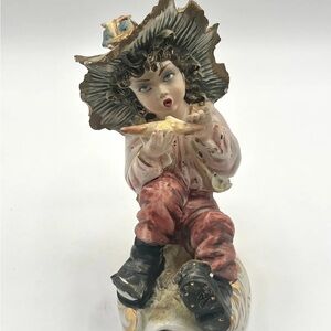 Italian Boy Playing Flute Ceramic Figurine